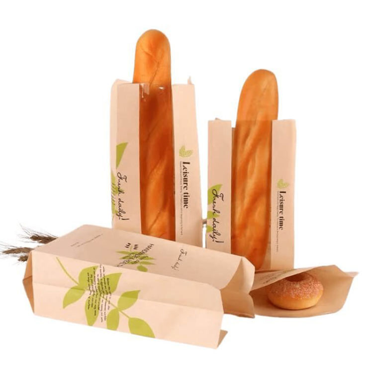 Baguette bröd papperspåsar med fönster